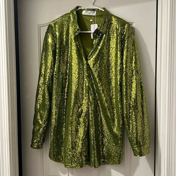 Hazel & Olive Boutique- Everything Sequin Button Down Dress/Shirt, Women’s M - Picture 3 of 3